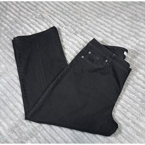 Chico's Platinum‎ Denim Jeans Size 3 Regular Black Stretch Straight Leg Pockets